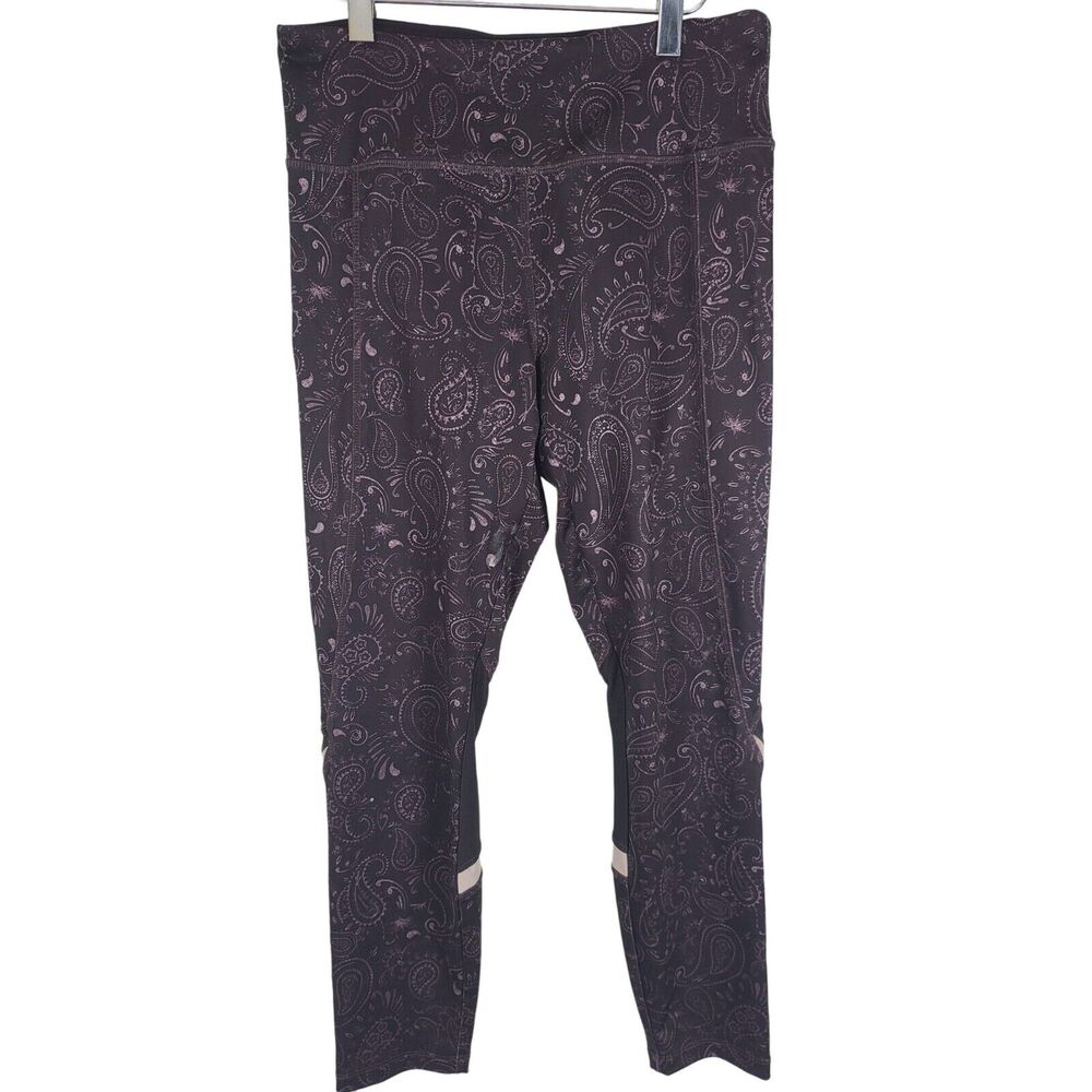 VOGO Athletica Ankle Leggings Med Womens Purple Paisley Print Skinny Athleisure